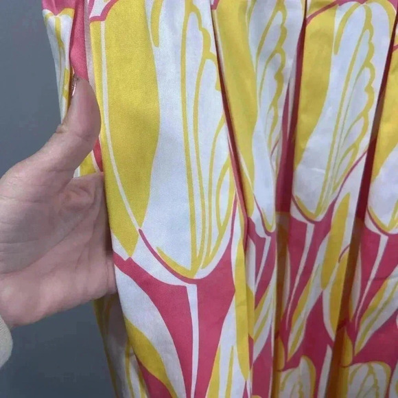 Donna Ricco New York Cotton Dress Size 12 Pink and Yellow Floral Tulip w Pockets - Picture 5 of 14